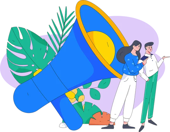 Marketers with megaphone  イラスト
