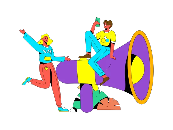 Marketers with megaphone  Illustration