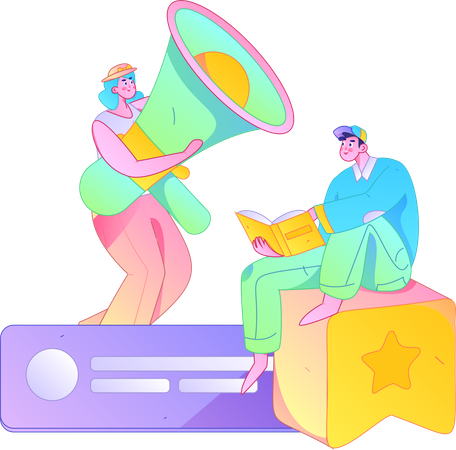 Marketers with megaphone  Illustration