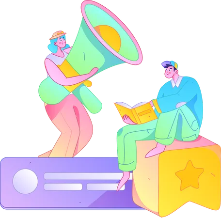 Marketers with megaphone  Illustration