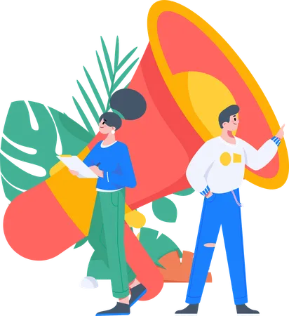 Marketers with megaphone  Illustration