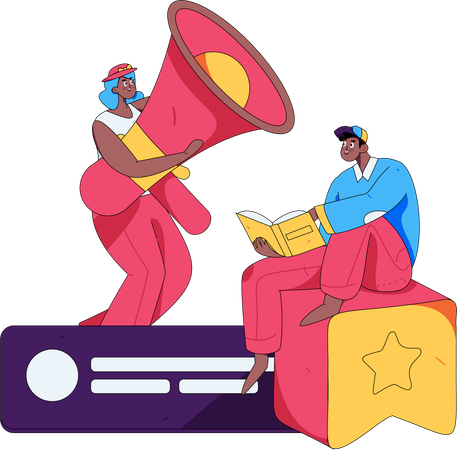 Marketers with megaphone  Illustration