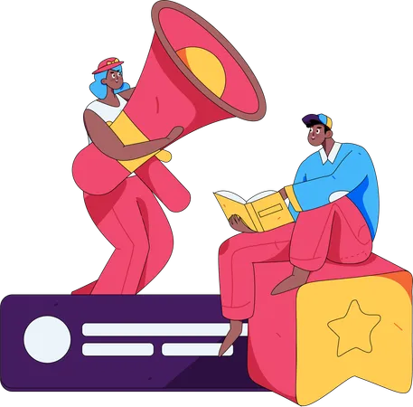 Marketers with megaphone  Illustration