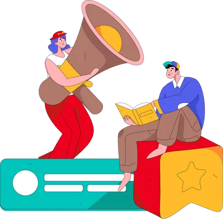 Marketers with megaphone  Illustration