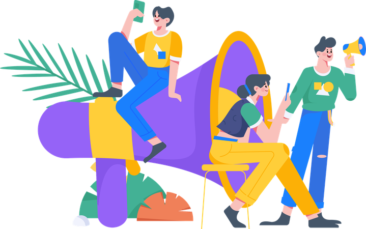 Marketers with megaphone  Illustration