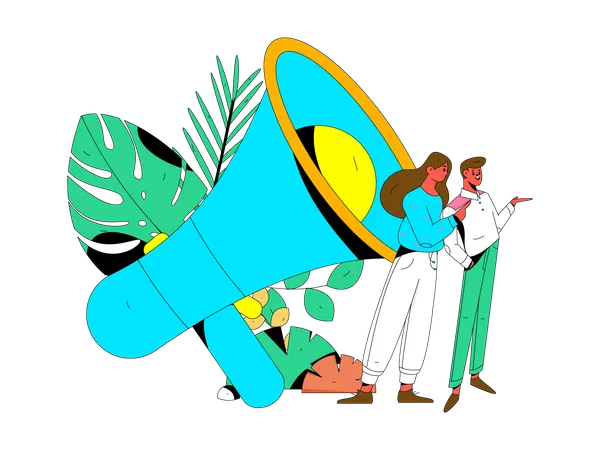 Marketers with megaphone  Illustration