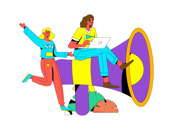 Marketers with megaphone  Illustration