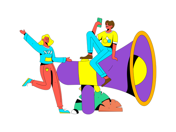 Marketers with megaphone  Illustration