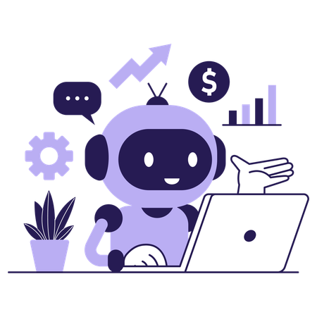 Marketing automation AI bot  Illustration