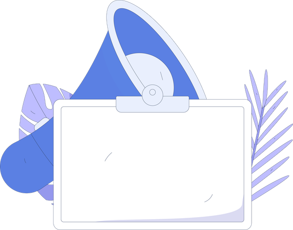 Marketing board with megaphone  Illustration