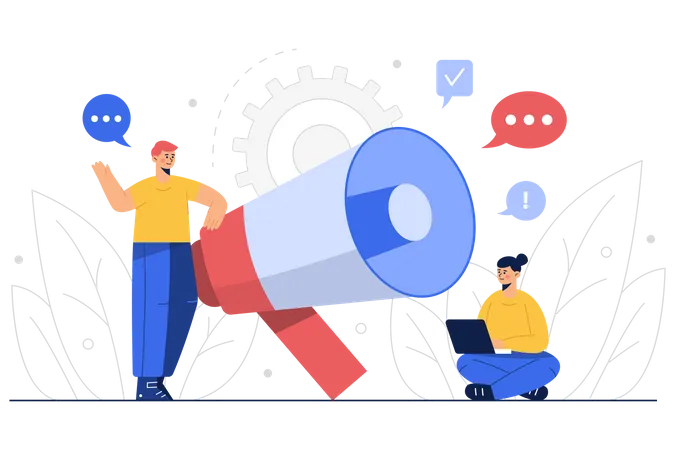 The Message Businessman Talk In Megaphone With Question Concept Business Vector Illustration In Flat Design Illustration