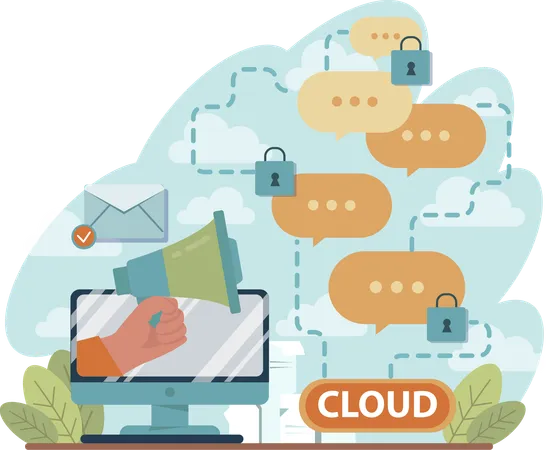 Marketing cloud en ligne  Illustration