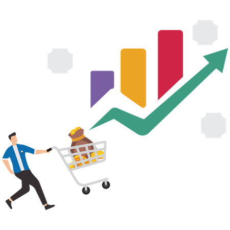 Le marketing d'affiliation ou la croissance des investissements commerciaux vus par un homme d'affaires  Illustration