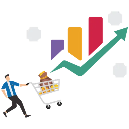 Le marketing d'affiliation ou la croissance des investissements commerciaux vus par un homme d'affaires  Illustration