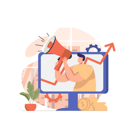 Marketing de homem nas redes sociais  Ilustração