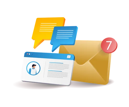 Marketing email notifications technology  Illustration