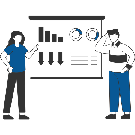 Marketing employee analyzing Market  Illustration