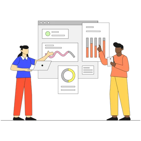 Marketing employee analyzing Market  Illustration