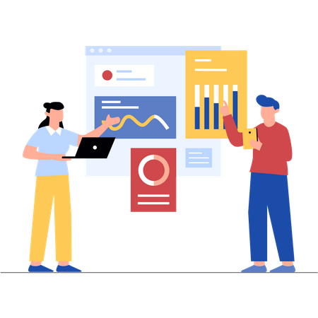 Marketing employee analyzing Market  Illustration