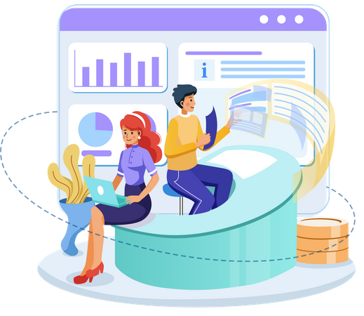 Marketing employee gathering data  Illustration