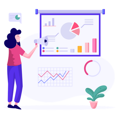 Marketing employee making advertisement of new product  Illustration