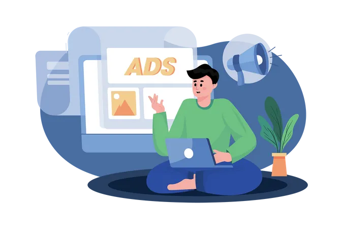 Marketing employee posting ads  Illustration