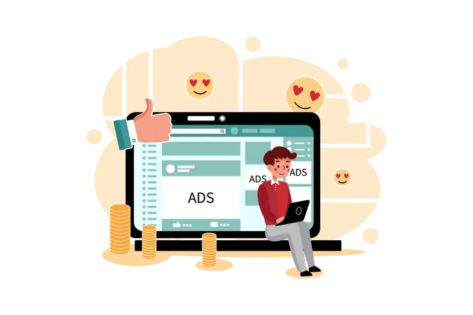 Marketing employee posting ads  Illustration