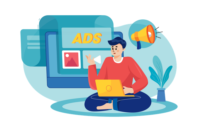 Marketing employee posting ads  Illustration