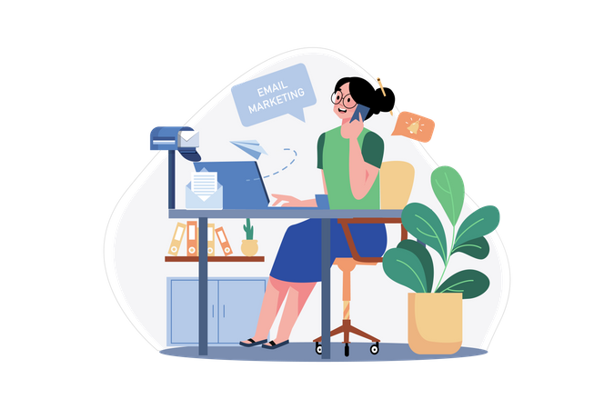 Marketing Employee Sending Marketing Mail From Home  Illustration