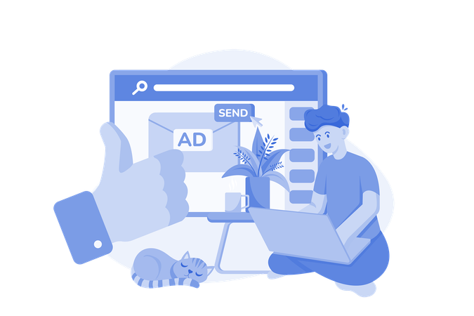 Marketing Employee Sending Marketing Mail From Home  Illustration