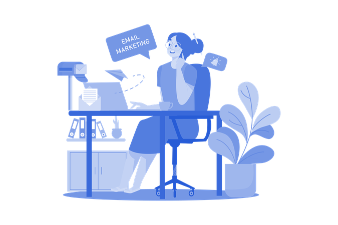 Marketing Employee Sending Marketing Mail From Home  Illustration
