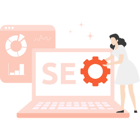 Marketing employee working on SEO  Illustration