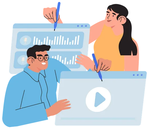 Marketing employees working on video  Illustration