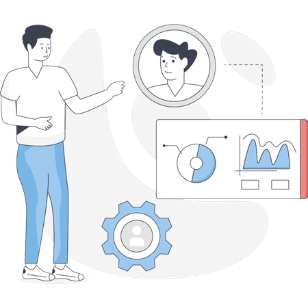 Funcionário de marketing trabalhando no relatório de negócios  Ilustração