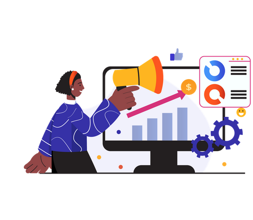 Marketing growth by digital marketing  Illustration