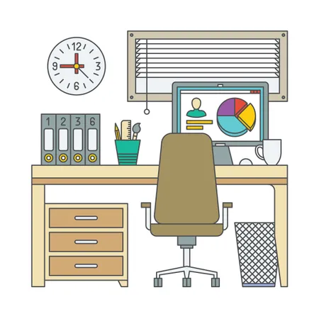 Marketing Guy Desk  Illustration