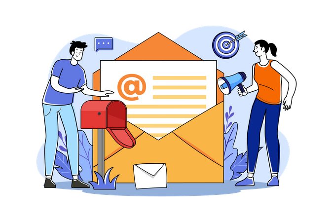 Marketingleute, die E-Mail-Marketing betreiben  Illustration