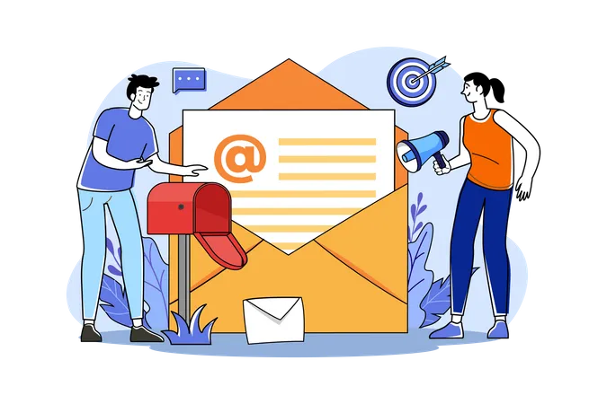 Marketingleute, die E-Mail-Marketing betreiben  Illustration