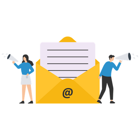 Marketingleute, die E-Mail-Marketing betreiben  Illustration