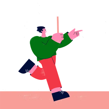 Marketing man with empty advertising board  イラスト