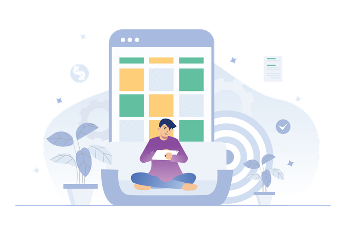 Marketing manager focuses on targeting customers for company to increase sales  Illustration