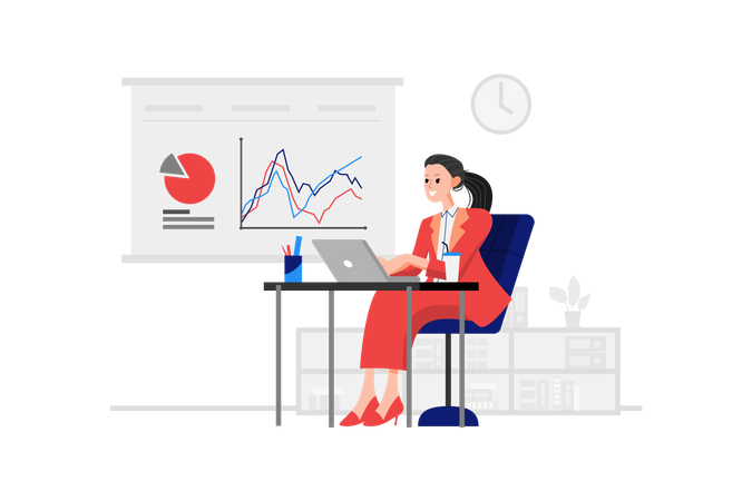 Marketing Manager working in the office Illustration