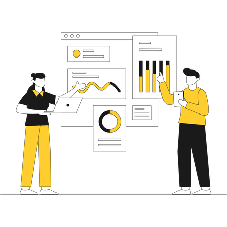 Mitarbeiter im Marketing, der den Markt analysiert  Illustration