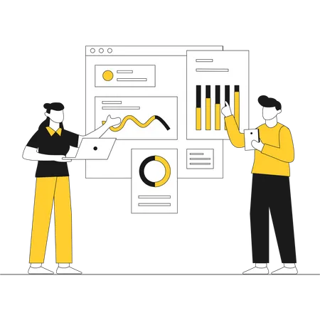 Mitarbeiter im Marketing, der den Markt analysiert  Illustration