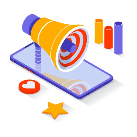 Marketing numérique par téléphone  Illustration