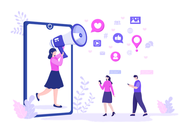 Marketing on Social media  Illustration