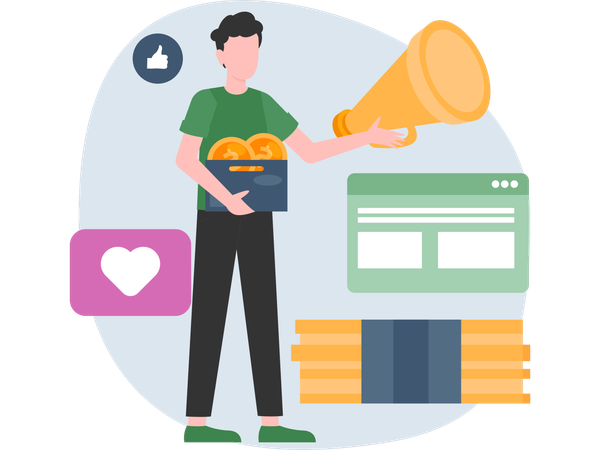 Homme faisant du marketing orienté  Illustration