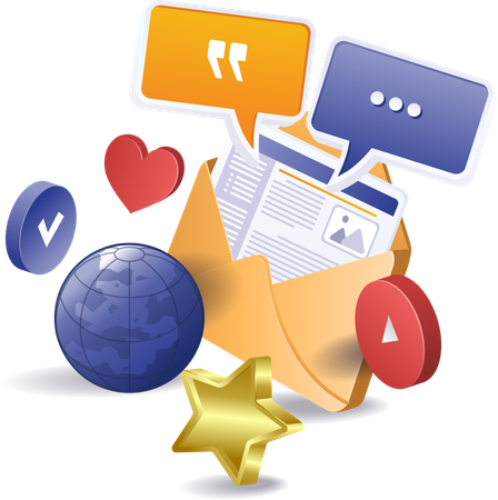 Marketing par e-mail Marketing sur les réseaux sociaux  Illustration