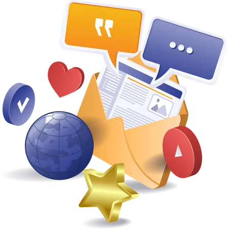 Marketing par e-mail Marketing sur les réseaux sociaux  Illustration