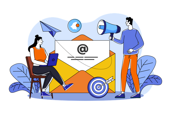 Marketing people are engaged in email marketing  イラスト